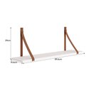 Ver imagem 4 de Kit 2 Prateleiras Luna 89,6cm Branco Fosco com Alças de Couro - Reller Móveis