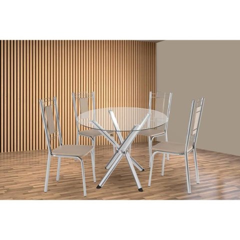 Mesa Cozinha Volga 95 + 4 Cad Florença Cromado Kappesberg