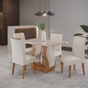 Ver imagem 1 de Conjunto Mesa de Jantar Retangular Amore 120x80cm sem Vidro e 4 Cadeiras Yescasa Bege/Mel/Off White/Marfim