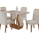 Ver imagem 2 de Conjunto Mesa de Jantar Retangular Amore 120x80cm sem Vidro e 4 Cadeiras Yescasa Bege/Mel/Off White/Marfim