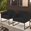 Ver imagem 5 de Kit 2 Poltronas Elisa Veludo Preto Base Metálica Industrial Preto - D'Rossi