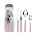 Ver imagem 2 de Faqueiro Tramontina Gamboa com Lâminas em Aço Inox e Cabos de Polipropileno Rosa 16 Peças