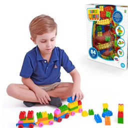 Blocos de Montar Infantil 84 peças Super Blocos Brinquedo Educativo Paki Toys - 2