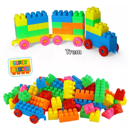 Blocos de Montar Infantil 84 peças Super Blocos Brinquedo Educativo Paki Toys - 4