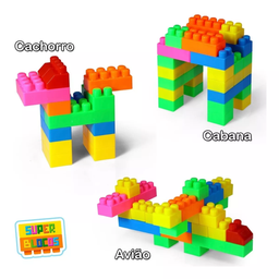 Blocos de Montar Infantil 84 peças Super Blocos Brinquedo Educativo Paki Toys - 3