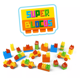 Blocos de Montar Infantil 84 peças Super Blocos Brinquedo Educativo Paki Toys - 7