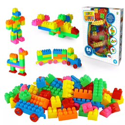 Blocos de Montar Infantil 84 peças Super Blocos Brinquedo Educativo Paki Toys - 1