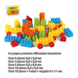 Blocos de Montar Infantil 84 peças Super Blocos Brinquedo Educativo Paki Toys - 6
