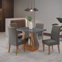 Ver imagem 1 de Conjunto Mesa de Jantar Retangular Amore 120x80cm sem Vidro e 4 Cadeiras Yescasa Cinza/Mel/Grafite