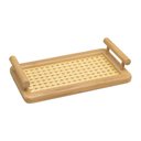 Ver imagem 1 de Bandeja Decorativa Retangular Bambu e Palhinha com Alça 25x15cm