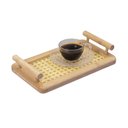 Ver imagem 2 de Bandeja Decorativa Retangular Bambu e Palhinha com Alça 25x15cm