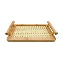 Ver imagem 3 de Bandeja Decorativa Retangular Bambu e Palhinha com Alça 25x15cm