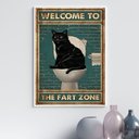 Ver imagem 1 de Quadro Divertido Banheiro Gato - Fart Zone 45x34cm - com Vidro:moldura Branca