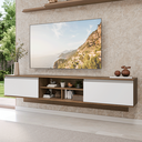 Ver imagem 1 de Rack Suspenso para TV até 80 Polegadas 218 cm 2 Portas Rustic/Branco Glamy Madesa