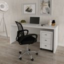 Ver imagem 1 de Conjunto 2 Peças com Escrivaninha ME4109 e Gaveteiro ME4108 163cm Branco