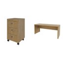 Ver imagem 2 de Conjunto 2 Peças com Escrivaninha ME4109 e Gaveteiro ME4108 163cm Amendoa Marrom