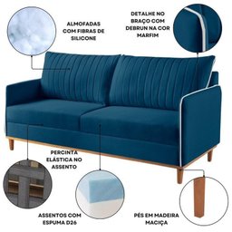 Conjunto de Sala de Estar 1 Sofá Dois Lugares Persa e 2 Poltronas Ágata - 8