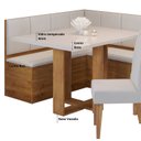 Ver imagem 6 de Conjunto Canto Baú com Mesa de Jantar Retangular 120x80cm de Vidro e 2 Cadeiras Yescasa Bege/Mel/Off White/Marfim