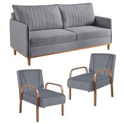 Conjunto de Sala de Estar 1 Sofá Dois Lugares Persa e 2 Poltronas Ágata - 1