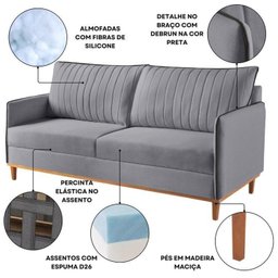 Conjunto de Sala de Estar 1 Sofá Dois Lugares Persa e 2 Poltronas Ágata - 8