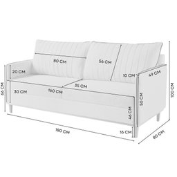 Conjunto de Sala de Estar 1 Sofá Dois Lugares Persa e 2 Poltronas Ágata - 7