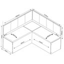 Ver imagem 5 de Conjunto Canto Baú com Mesa de Jantar Retangular 120x80cm de Vidro e 2 Cadeiras Yescasa Cinza/Mel/Br