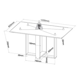 Conjunto Canto Baú com Mesa de Jantar Retangular 120x80cm de Vidro e 2 Cadeiras - 3
