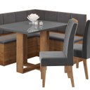 Ver imagem 2 de Conjunto Canto Baú com Mesa de Jantar Retangular 120x80cm de Vidro e 2 Cadeiras Yescasa Cinza/Mel/Br