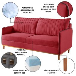 Conjunto de Sala de Estar 1 Sofá Dois Lugares Persa e 2 Poltronas Ágata - 8