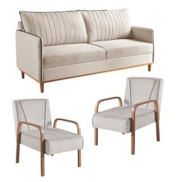 Conjunto de Sala de Estar 1 Sofá Dois Lugares Persa e 2 Poltronas Ágata - 1