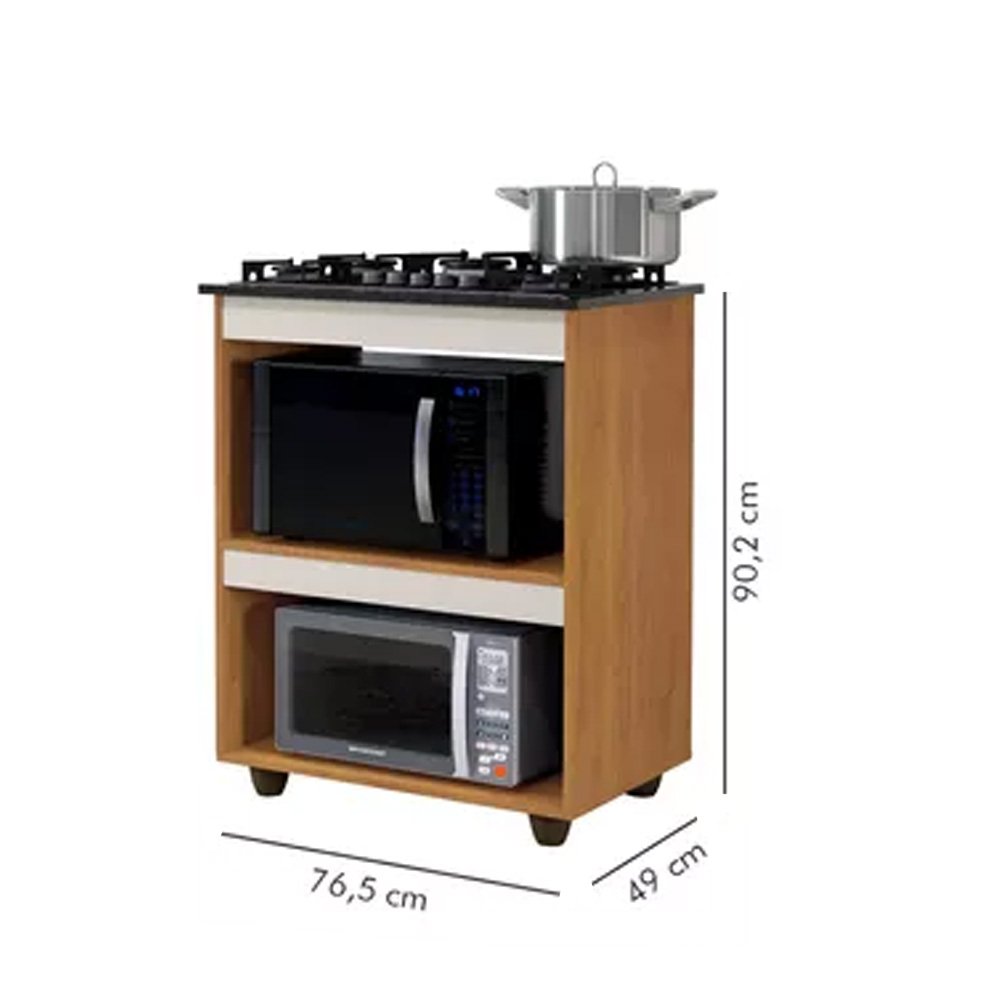 Kit Balcão para Cooktop Cozinha Kaiki Turim Nature Off White com Fogão Cooktop 5 Bocas Ultra Chama B - 5