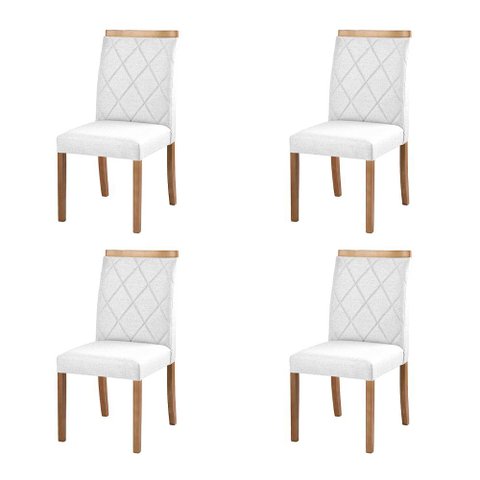 Kit 4 Cadeiras Decorativas Sala de Jantar Luxo Anita Facto Branco - Mozzelar