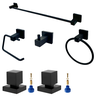 Kit Banheiro Quadrado Preto Inox + 2 Acabamento Registro:preto Fosco - 1