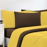 Kit Edredom + Jogo de Lençol Malha 100% Algodão Gran Moratta 6 Peças Queen - Amarelo-marrom - 3