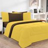 Kit Edredom + Jogo de Lençol Malha 100% Algodão Gran Moratta 6 Peças Queen - Amarelo-marrom - 1