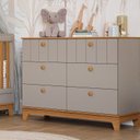 Ver mais imagens de Quarto de Bebê 3 Pçs com Berço, Cômoda 6 Gavetas e Gr 4 Portas 4 Gavetas Chantilly Bege/Fendi/Nature