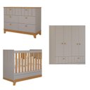 Ver imagem 2 de Quarto de Bebê 3 Pçs com Berço, Cômoda 6 Gavetas e Gr 4 Portas 4 Gavetas Chantilly Bege/Fendi/Nature