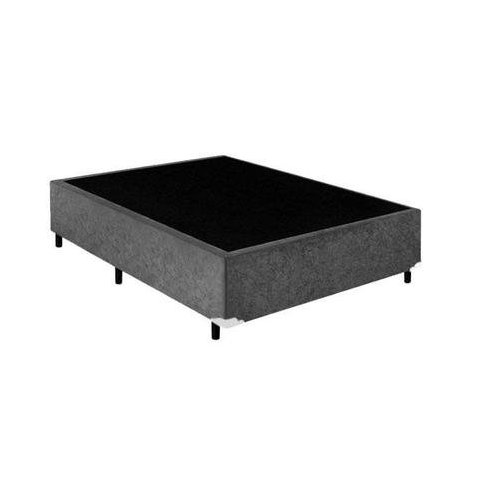Cama Box Casal Suede Cinza - 30x138x188