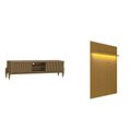 Ver imagem 2 de Rack Painel Ripado LED MDF 177cmx218cm London Tvs 70” + Sereno 1600 com Portas Deslizantes Marrom Cedro Freijó Acetinado