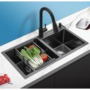 Ver imagem 5 de Cuba Pia Gourmet Dupla Preta Cozinha Aço Inox com Acessórios