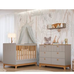 Conjunto Quarto de Bebê 1berço 1 Cômoda 6 Gavetas Chantilly - 1