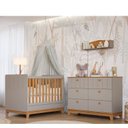 Ver imagem 1 de Conjunto Quarto de Bebê 1BERÇO 1 Cômoda 6 Gavetas Chantilly Bege/Fendi/Nature
