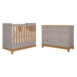 Conjunto Quarto de Bebê 1berço 1 Cômoda 6 Gavetas Chantilly - 2