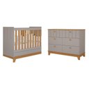 Ver imagem 2 de Conjunto Quarto de Bebê 1BERÇO 1 Cômoda 6 Gavetas Chantilly Bege/Fendi/Nature