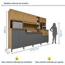 Ver imagem 4 de Armário de Cozinha 13 Portas 2 Gavetas Capitólio Yescasa Cinza/Cinamomo/Grafite