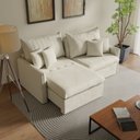 Ver imagem 1 de Sofá Cama Casal Retrátil e Reclinável 3 Lugares Veludo Bege Colibri 220cm CabeCasa MadeiraOriginals