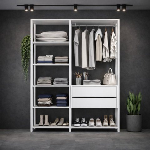 Guarda-roupa Closet Modulado Texas 2 Gavetas 135cm Multimóveis Mp4786 Branco