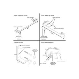 Kit de Acessórios para Banheiro Branco 6 Peças F.max - 7