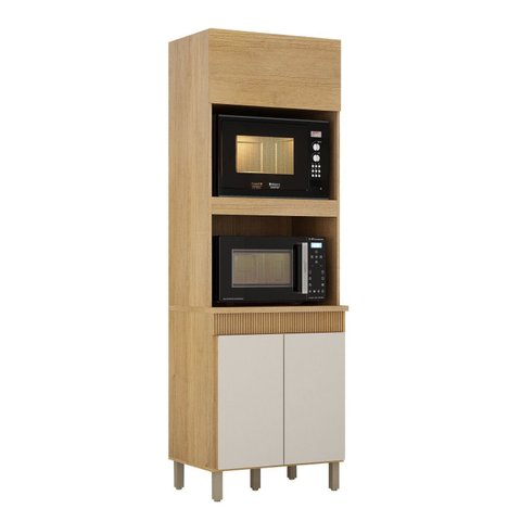 Paneleiro com 2 Nichos 3 Portas Dakota Bege/Cinamomo/Off White