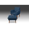 Kit Poltrona Nina Com Puff Opala Suede Azul Marinho - Pandora Decor - Casa Da Poltrona - 1